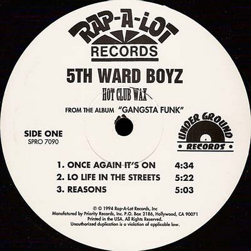 5th Ward Boyz - Hot Club Wax (12'' Vinyl, 33 1-3 RPM, Promo) cover