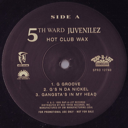 5th Ward Juvenilez - Hot Club Wax (12'' Vinyl, 33 1-3 RPM, Promo) cover