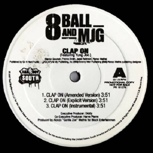 8Ball & MJG - Clap On / Cruzin` (12'' Vinyl Promo) cover