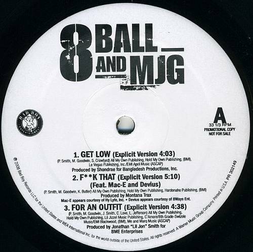 8Ball & MJG - Get Low / Fuck That / For An Outfit (12'' Vinyl Promo) cover