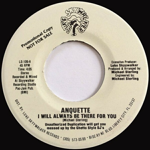 Anquette - I Will Always Be There For You (7'' Vinyl, 45 RPM, Promo) cover