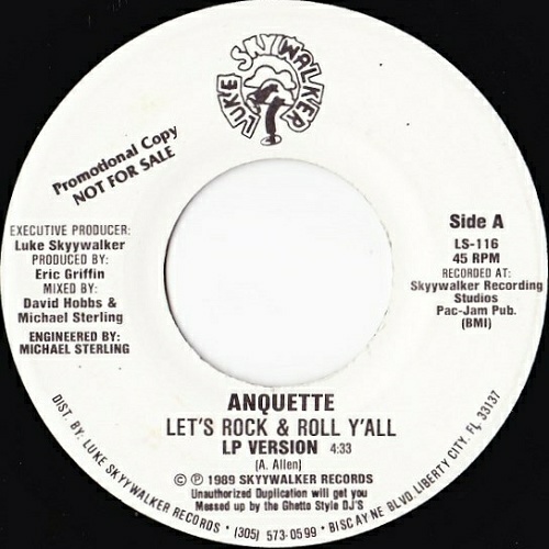 Anquette - Let`s Rock & Roll Y`all (7'' Vinyl, 45 RPM, Promo) cover