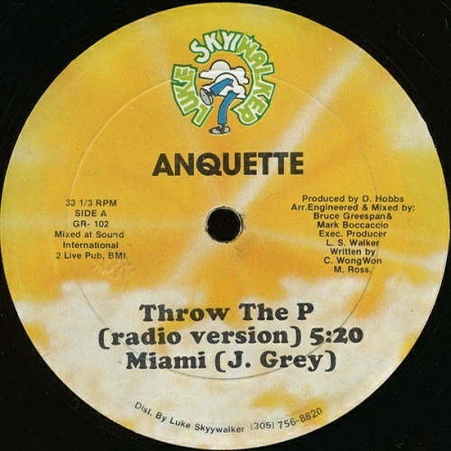 Anquette / J. Grey - Throw The P / Miami (12'' Vinyl, 33 1-3 RPM) cover