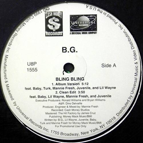B.G. - Bling Bling (Vinyl, 12'' Promo) cover