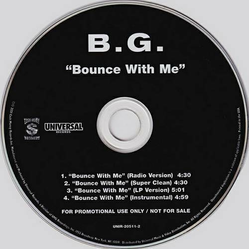 B.G. - Bounce With Me (CD Single, Promo) cover