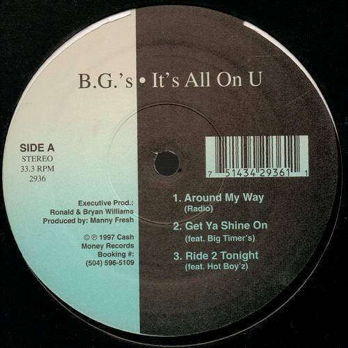 B.G. - It`s All On U (Vinyl, 12'' Sampler) cover
