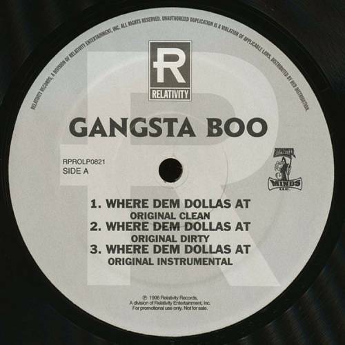 Gangsta Boo - Where Dem Dollas At (12'' Vinyl, Promo) cover