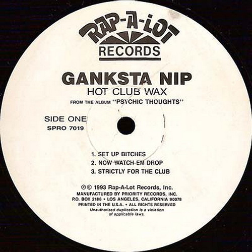 Ganksta NIP - Hot Club Wax (12'' Vinyl, 33 1-3 RPM, Promo, Sampler) cover