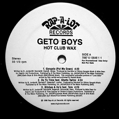 Geto Boys - Hot Club Wax (12'' Vinyl, 33 1-3 RPM, Promo) cover
