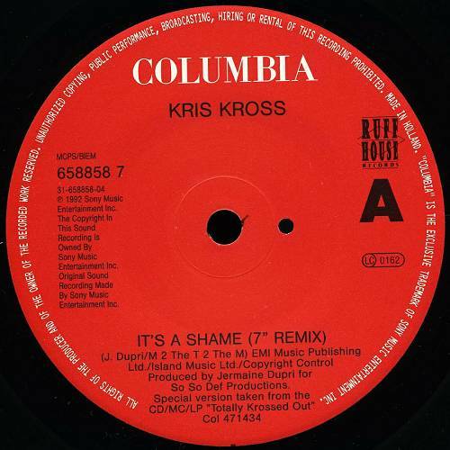 Kris Kross - It`s A Shame (7'' Vinyl, 45 RPM) cover