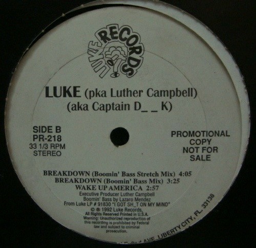Luke - Breakdown (12'' Vinyl, 33 1-3 RPM, Promo) cover
