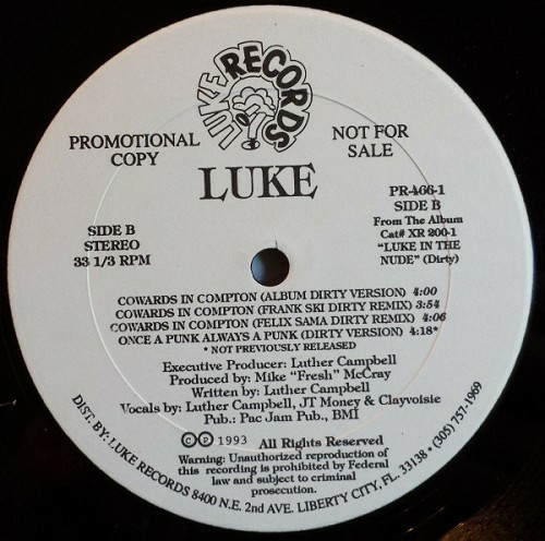 Luke - Cowards In Compton (12'' Vinyl, 33 1-3 RPM, Promo) cover