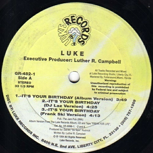 Luke - It`s Your Birthday (12'' Vinyl, 33 1-3 RPM) cover