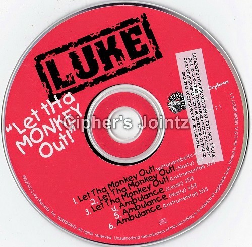 Luke - Let Tha Monkey Out! (CD Single, Promo) cover