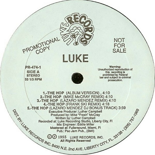 Luke - The Hop (12'' Vinyl, 33 1-3 RPM, Promo) cover