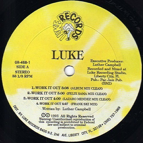 Luke - Work It Out (12'' Vinyl, 33 1-3 RPM) cover