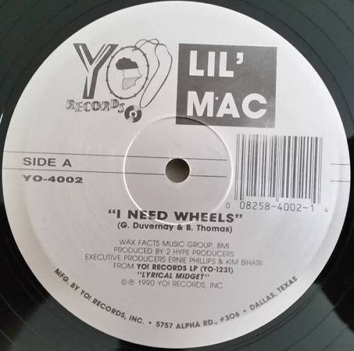 Lil` Mac - I Need Wheels # Disco Jam (12'' Vinyl) cover