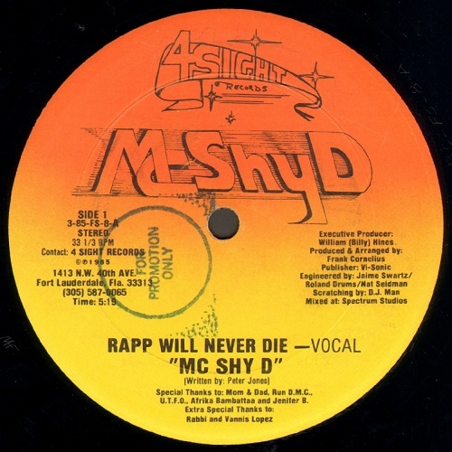 MC Shy-D - Rapp Will Never Die (12'' Vinyl, 33 1-3 RPM, Promo) cover