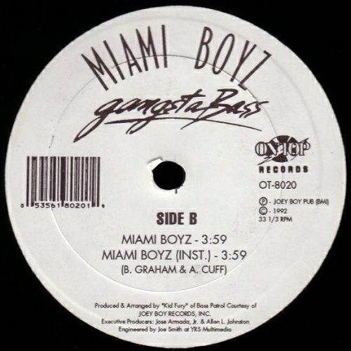 Miami Boyz - Gangsta Bass (12'' Vinyl, 33 1-3 RPM) cover