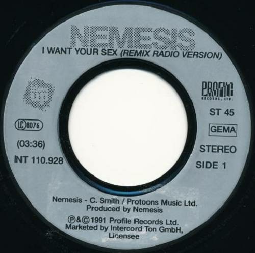 Nemesis - I Want Your Sex (7'' Vinyl Single) cover