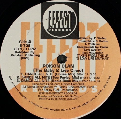Poison Clan - Dance All Nite (12'' Vinyl, 33 1-3 RPM) cover