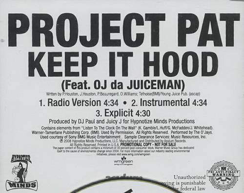 Project Pat - Keep It Hood (Promo CDS) cover