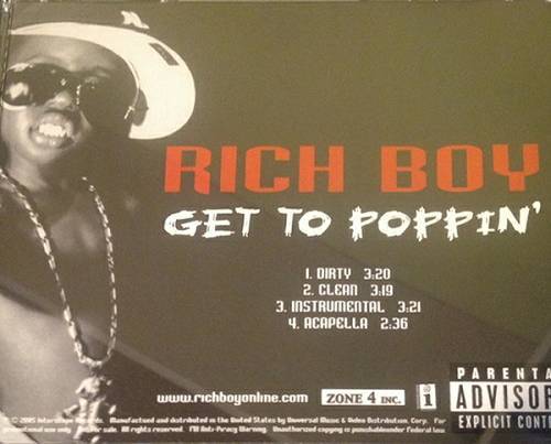 Rich Boy - Get To Poppin` (CD Single Promo) cover
