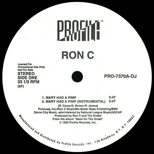 Ron C - Mary Had A Pimp # Dookie Booty (12'' Vinyl, 33 1-3 RPM, Promo) cover